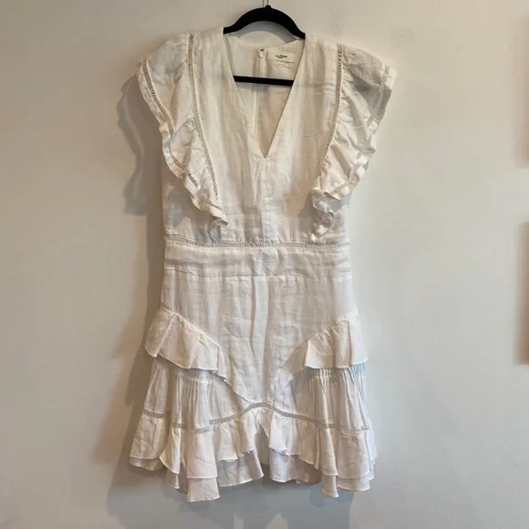 Isabel Marant | Dresses | Etoile Isabel Marant White Ruffled Linen Dress Sz  4 | Poshmark